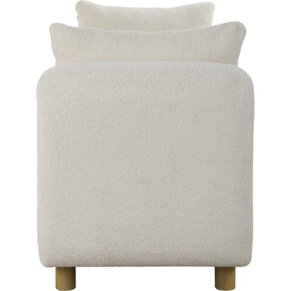 Repose Oversized Bench by Uttermost in ivory. Made from solidwood, plywood, fabric, foam in a transitional style.