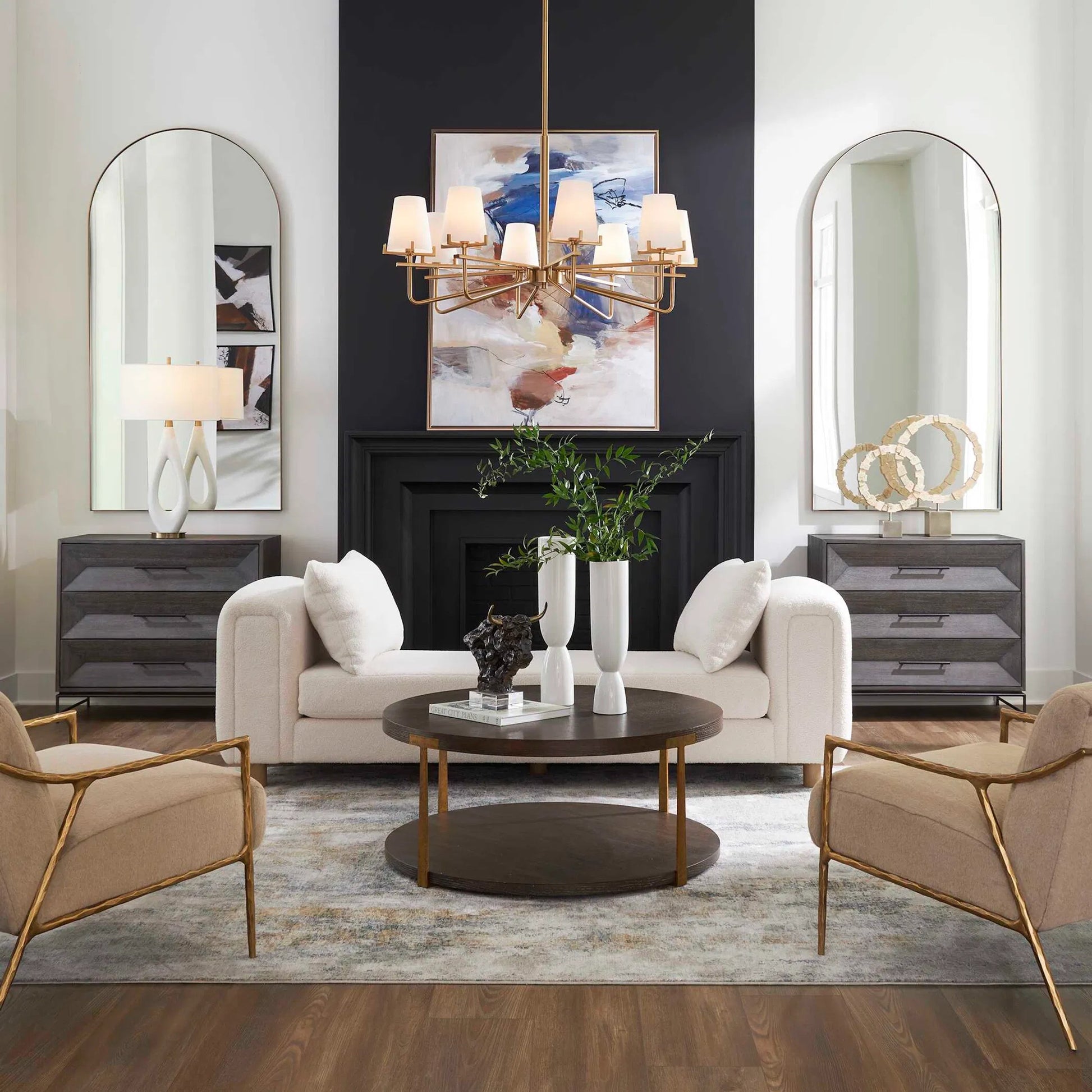 Repose Oversized Bench by Uttermost in ivory. Made from solidwood, plywood, fabric, foam in a transitional style.