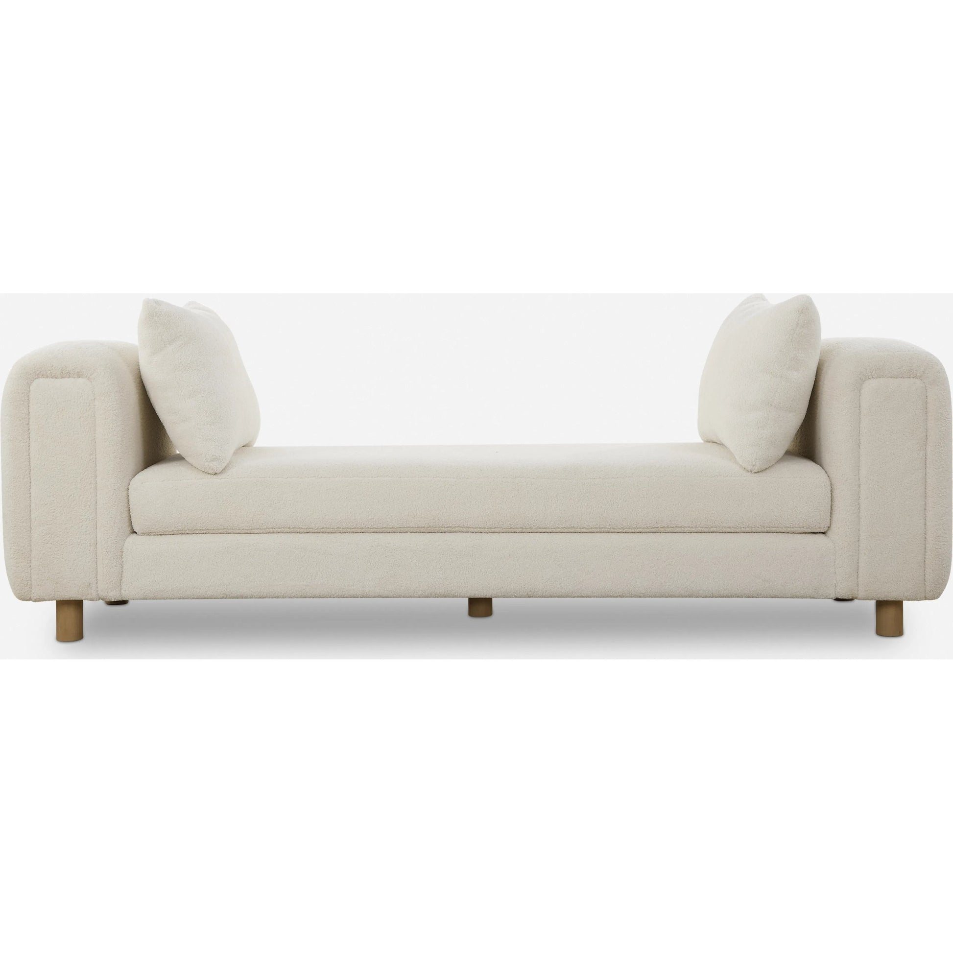 Repose Oversized Bench by Uttermost in ivory. Made from solidwood, plywood, fabric, foam in a transitional style.