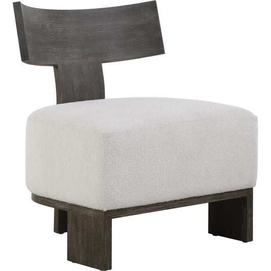Finlay Accent Chair by Uttermost in dark walnut. Made from rubber wood, plywood, foam, fabric in a unique style.