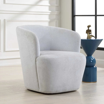 Mist Barrel Swivel Chair by Uttermost in black. Made from rubber wood，plywood，fabric，foam，hardware in a unique style.