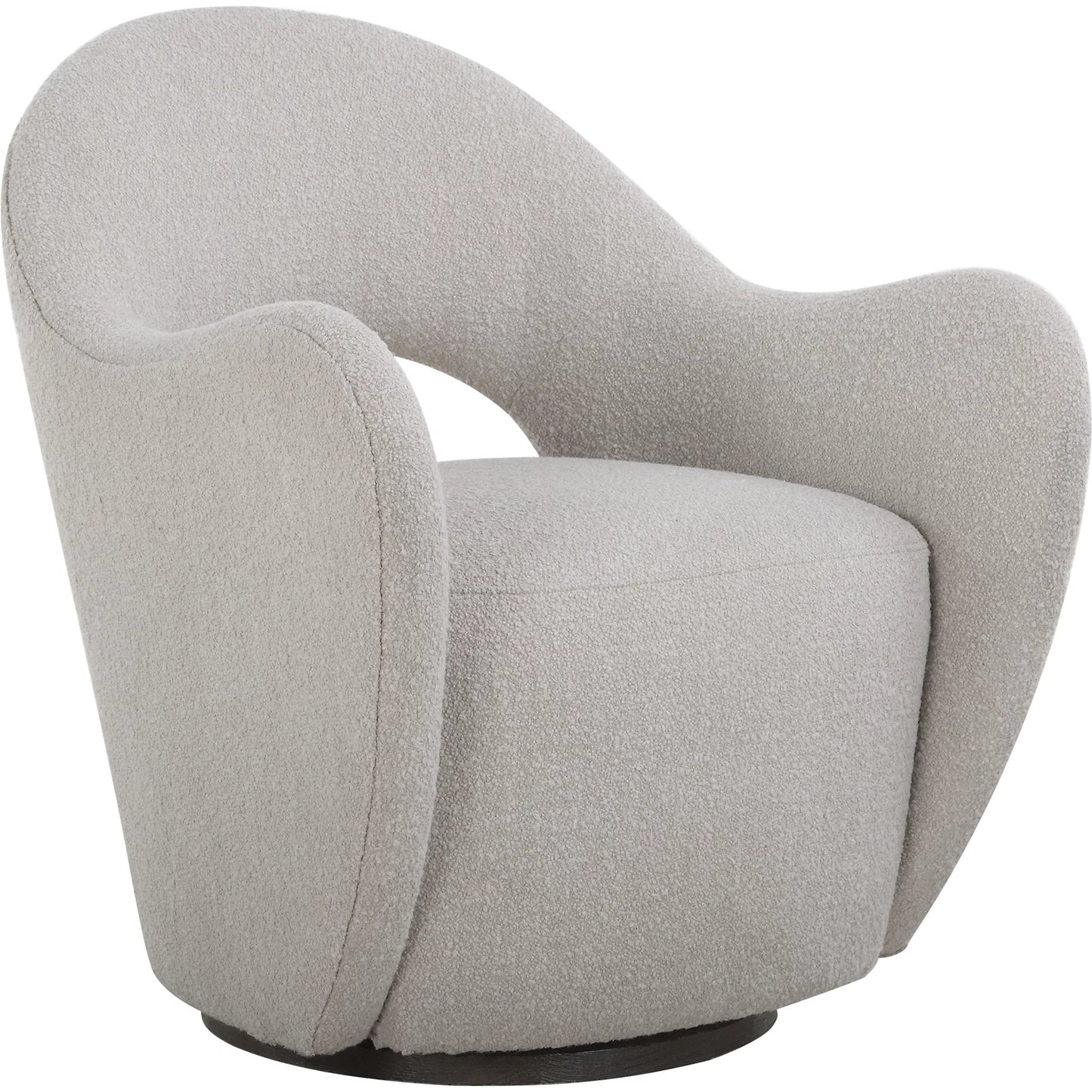 001 SI-2262267 | Primary Silo | Wander Swivel Chair by Uttermost in oat and dark walnut. Made from bent wood, hardwood, fabric, foam in a unique style.