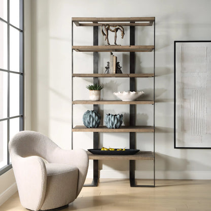 Wander Swivel Chair by Uttermost in oat and dark walnut. Made from bent wood, hardwood, fabric, foam in a unique style.