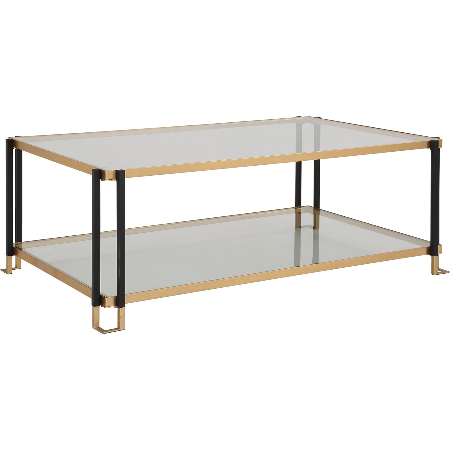 001 SI-2262337 | Primary Silo | Kentmore Glass Coffee Table by Uttermost in gold leaf. Made from iron, tempered glass in a unique style.