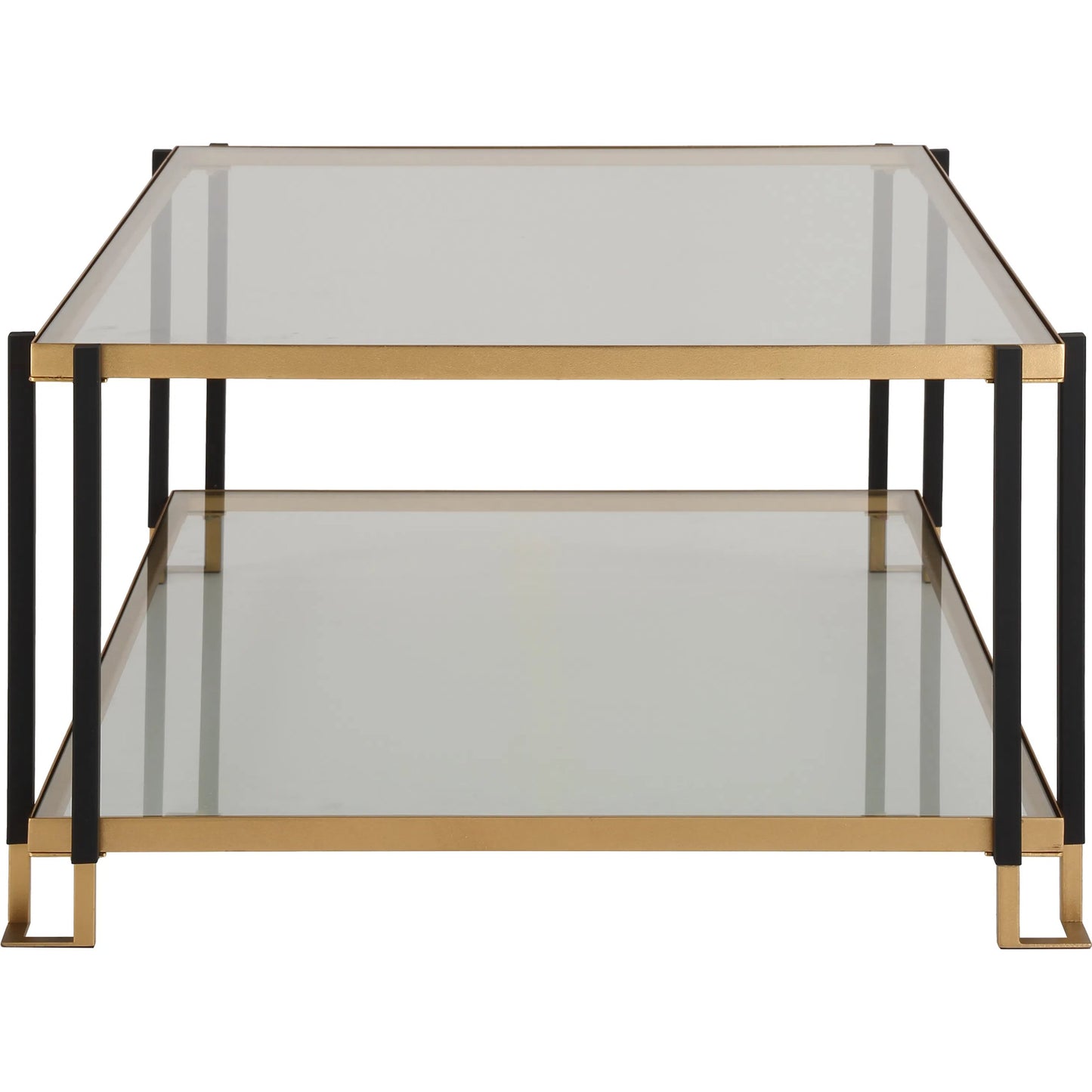 005 SI-2262337 | Unknown | Kentmore Glass Coffee Table by Uttermost in gold leaf. Made from iron, tempered glass in a unique style.