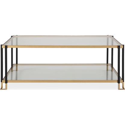 Kentmore Glass Coffee Table by Uttermost in gold leaf. Made from iron, tempered glass in a unique style.