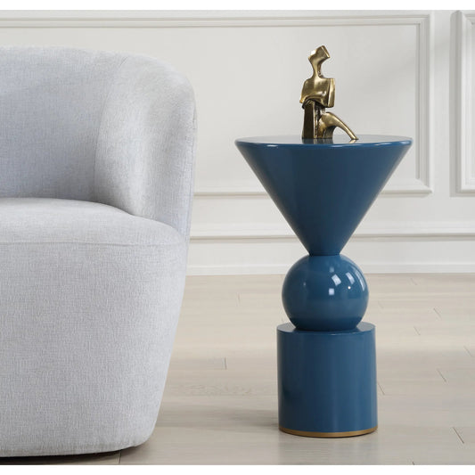 Trig Accent Table by Uttermost in gold. Made from iron, mdf in a unique style.