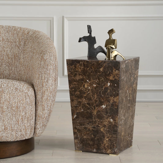 Poe Accent Table by Uttermost in brass. Made from marble, steel in a unique style.