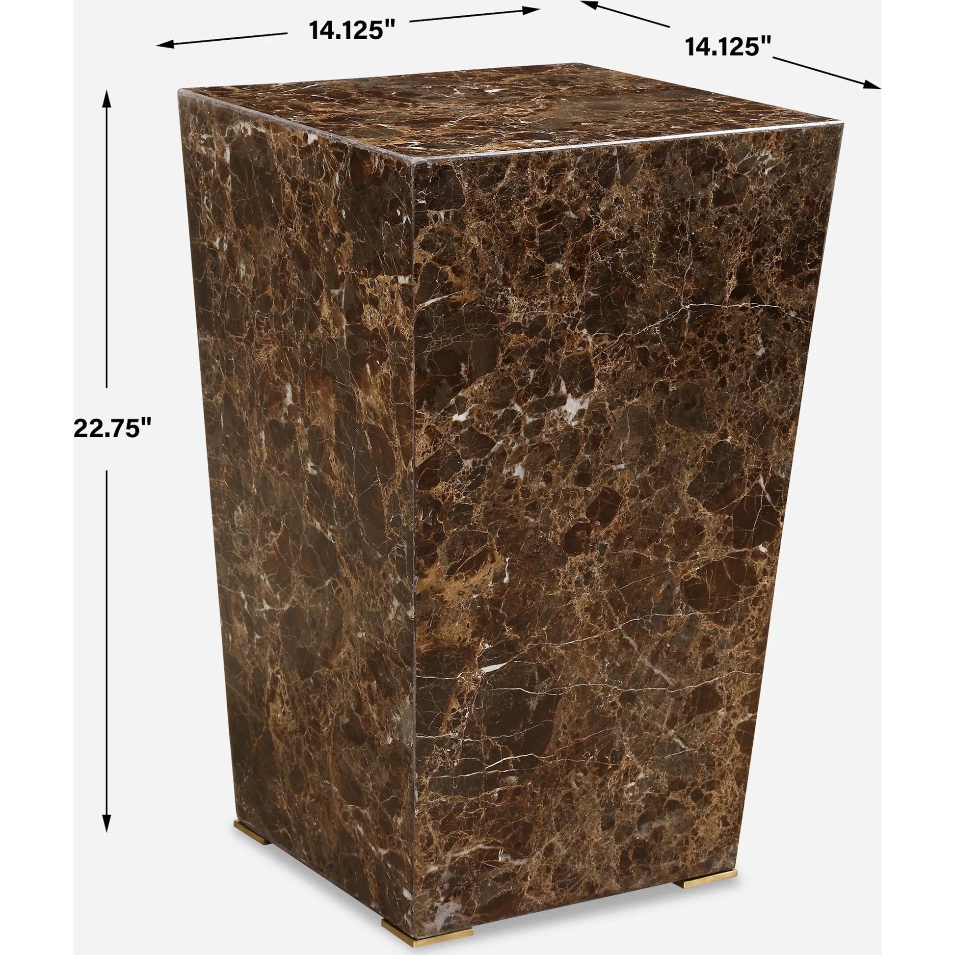 Poe Accent Table by Uttermost in brass. Made from marble, steel in a modern style.