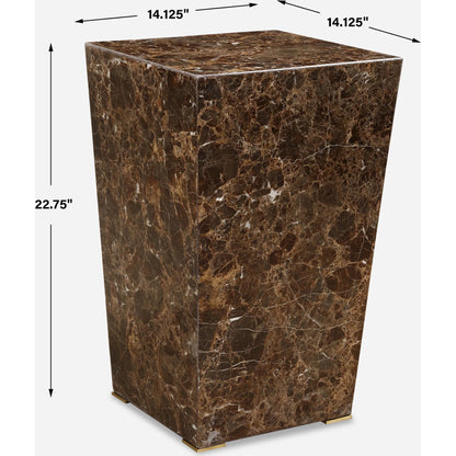 Poe Accent Table by Uttermost in brass. Made from marble, steel in a modern style.