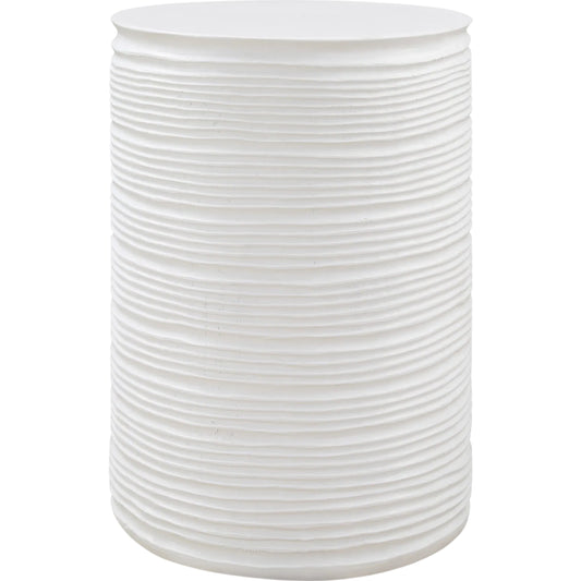 Borderline Drum Table by Uttermost in white. Made from resin in a unique style.