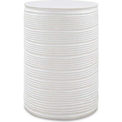 Borderline Drum Table by Uttermost in white. Made from resin in a modern style.