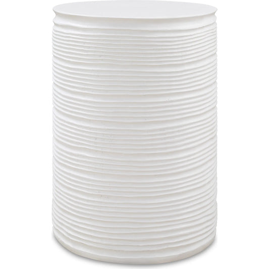 Borderline Drum Table by Uttermost in white. Made from resin in a modern style.