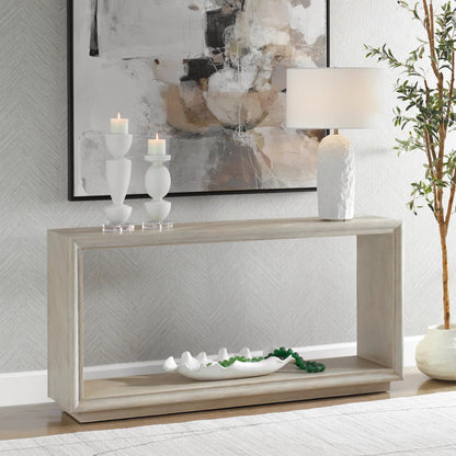 Prism Light Console Table by Uttermost in oak. Made from mdf, oak solid wood, oak veneer in a transitional style.