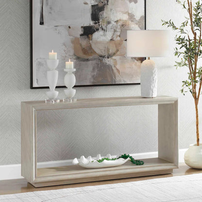 Prism Light Console Table by Uttermost in oak. Made from mdf, oak solid wood, oak veneer in a transitional style.