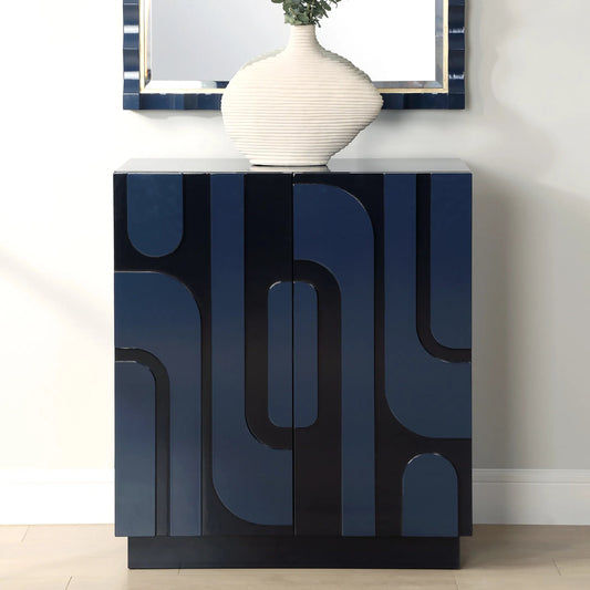 Valeria 2 Door Glossy Cabinet by Uttermost in cobalt. Made from mdf, pine in a unique style.