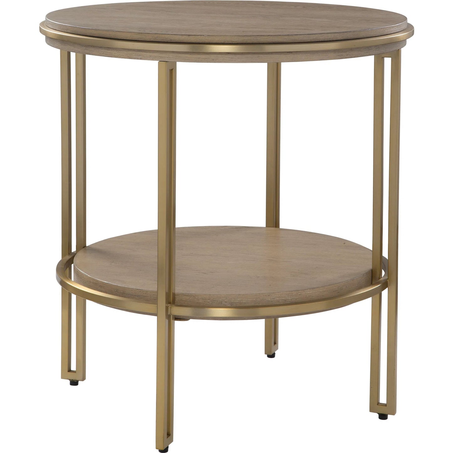 001 SI-2262352 | Primary Silo | Elise Round Side Table by Uttermost in brass. Made from stainless steel, mdf, oak venner in a transitional style.
