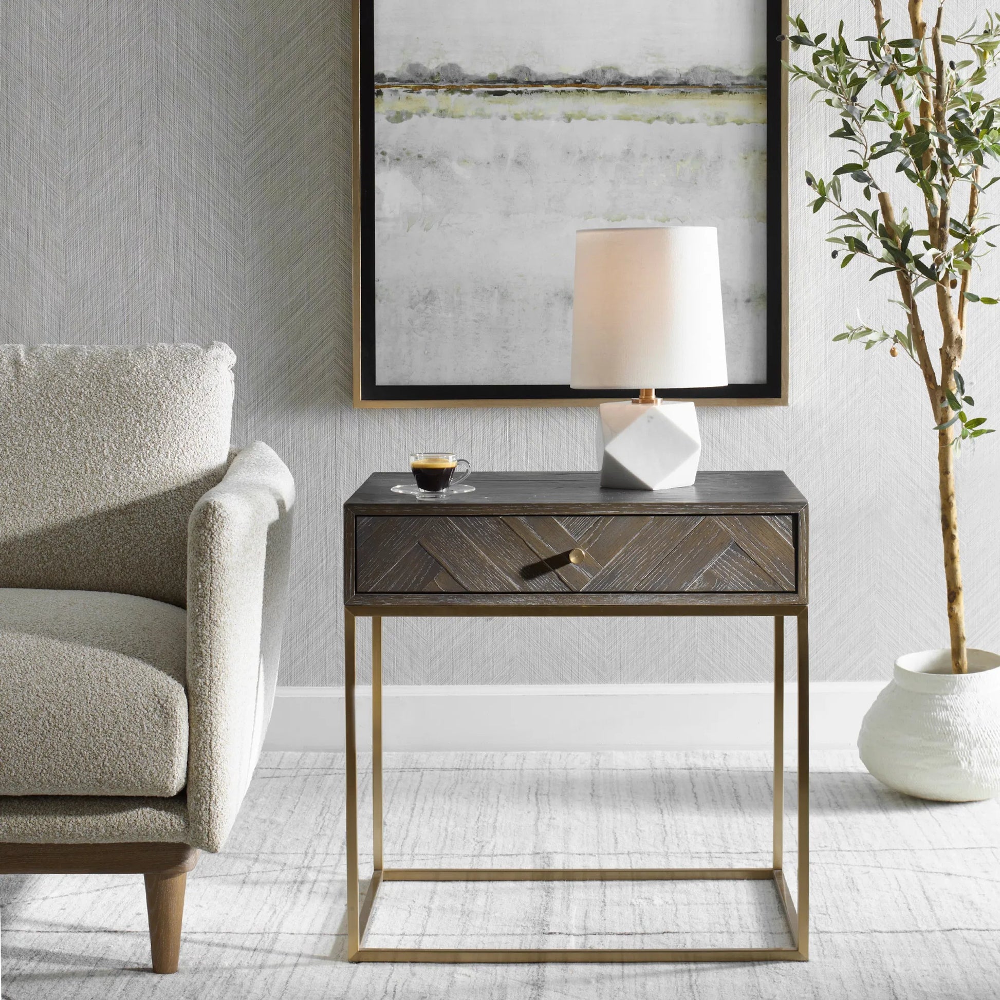 Armistead Side Table by Uttermost in dark. Made from mdf, stainless steel in a unique style.