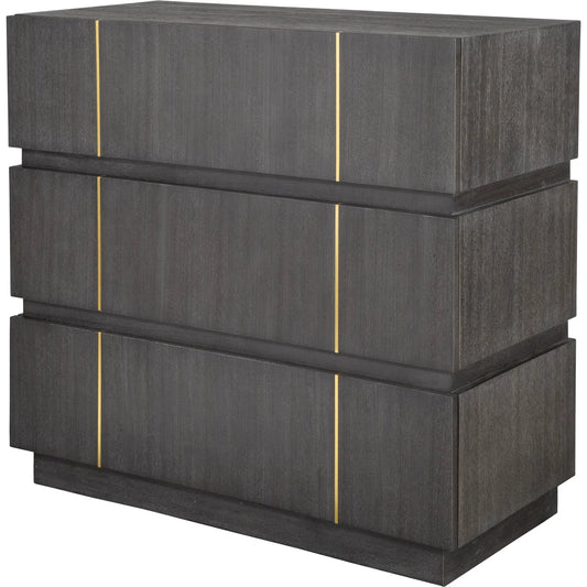 Between the Lines Accent Chest by Uttermost in dark. Made from mdf, acacia veneer, aluminium in a unique style.