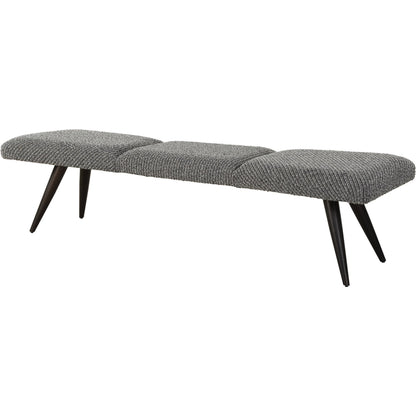Bowtie Fabric Bench by Uttermost in bronze. Made from metal, hardwood, plywood, foam, fabric in a transitional style.