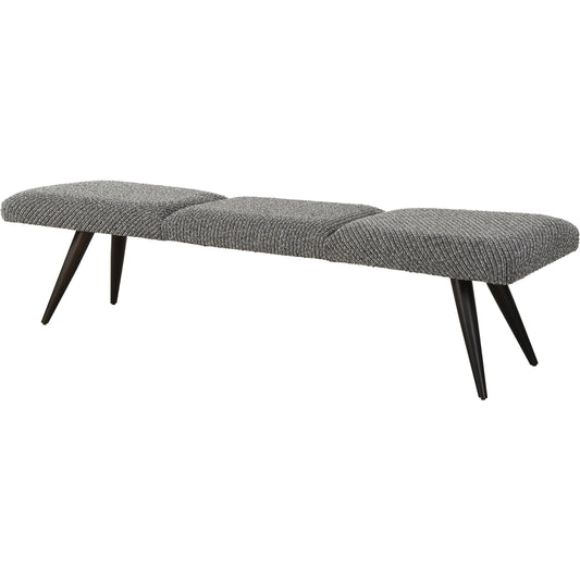 Bowtie Fabric Bench by Uttermost in bronze. Made from metal, hardwood, plywood, foam, fabric in a unique style.