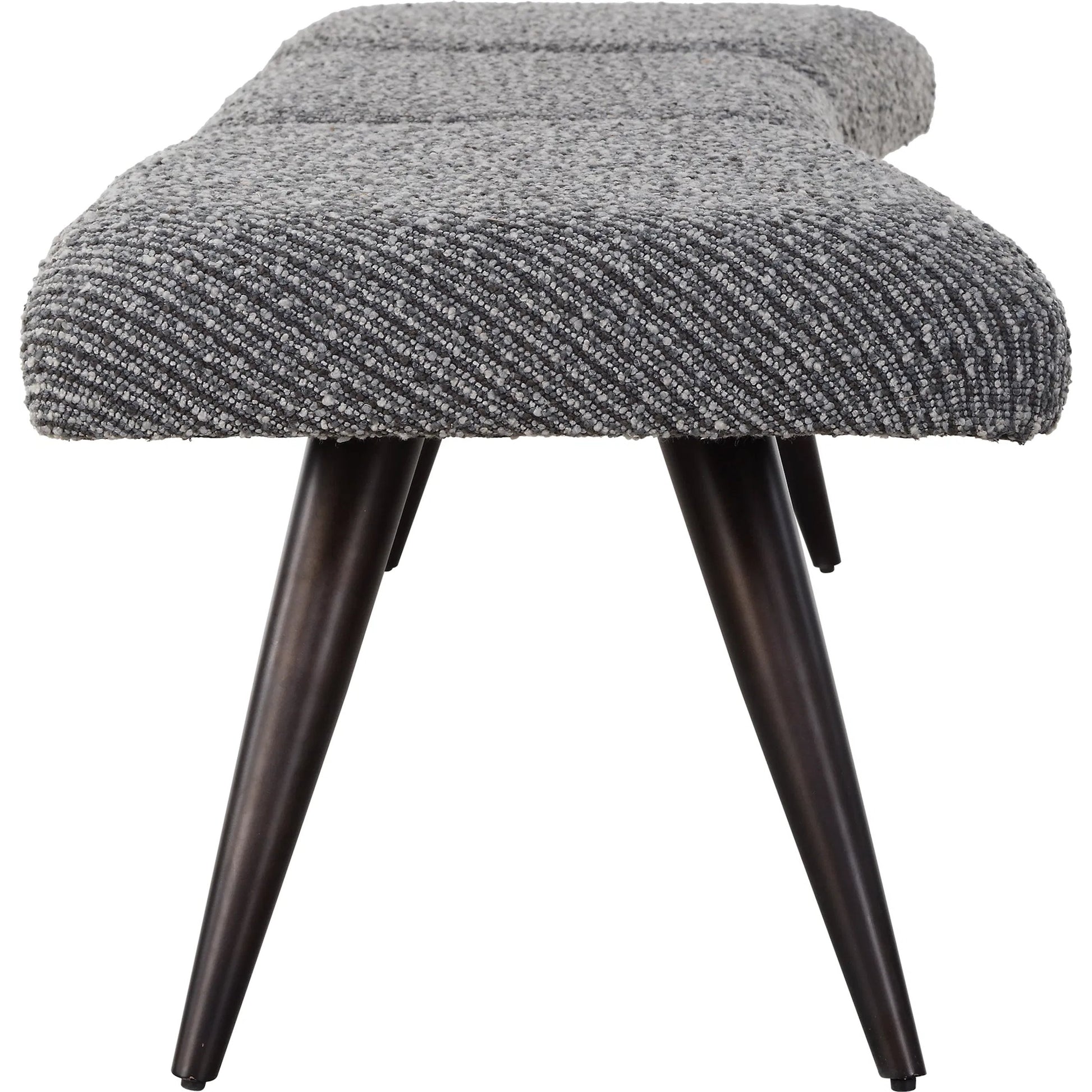 Bowtie Fabric Bench by Uttermost in bronze. Made from metal, hardwood, plywood, foam, fabric in a transitional style.