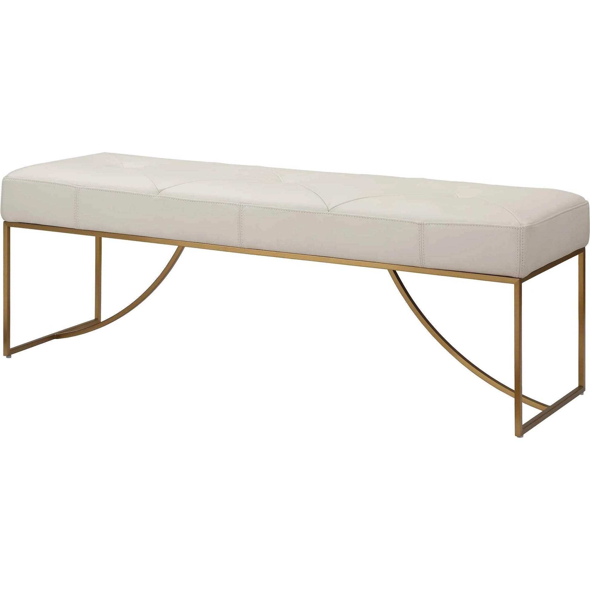 Swale Leather Bench by Uttermost in brass. Made from stainless steel, plywood, foam, leather in a unique style.