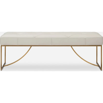 Swale Leather Bench by Uttermost in brass. Made from stainless steel, plywood, foam, leather in a unique style.