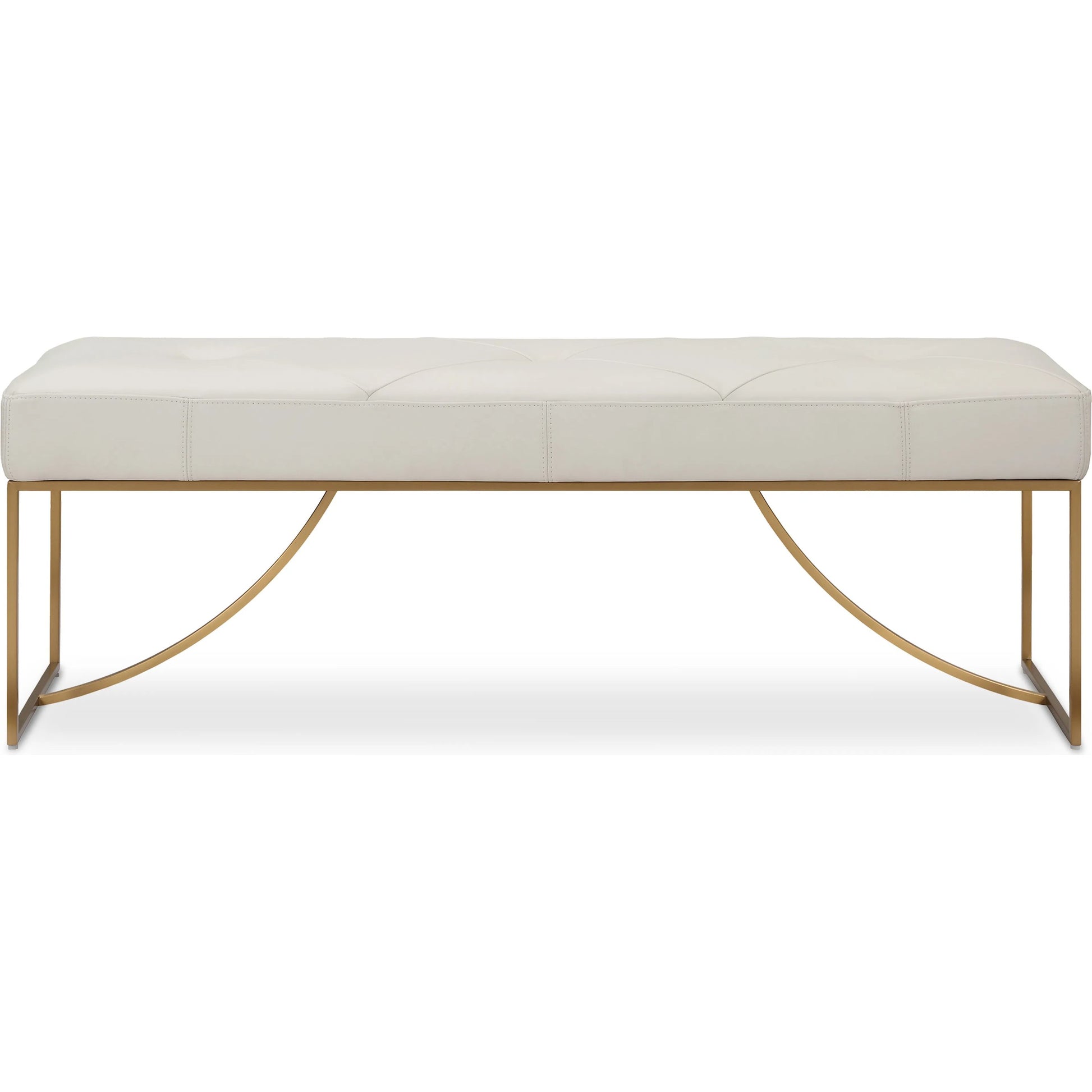 Swale Leather Bench by Uttermost in brass. Made from stainless steel, plywood, foam, leather in a unique style.