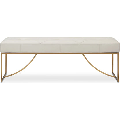 Swale Leather Bench by Uttermost in brass. Made from stainless steel, plywood, foam, leather in a unique style.