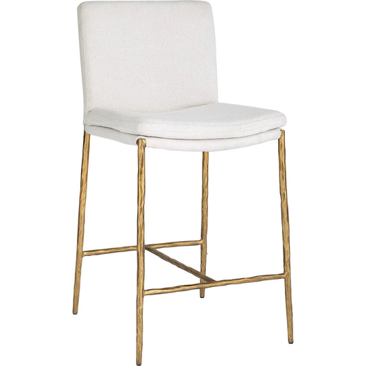 Ascend Counter Stool by Uttermost in gold. Made from metal, plywood, foam, fabric in a unique style.