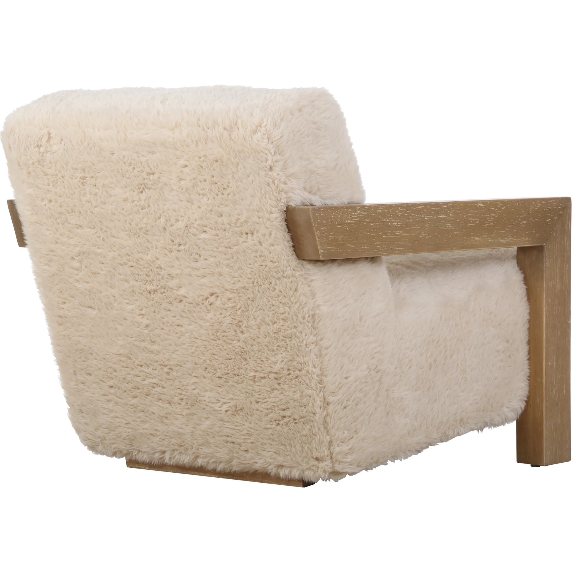 Jackson Sheepskin Accent Chair by Uttermost in oak. Made from plywood, rubber wood, foam, fabric in a transitional style.