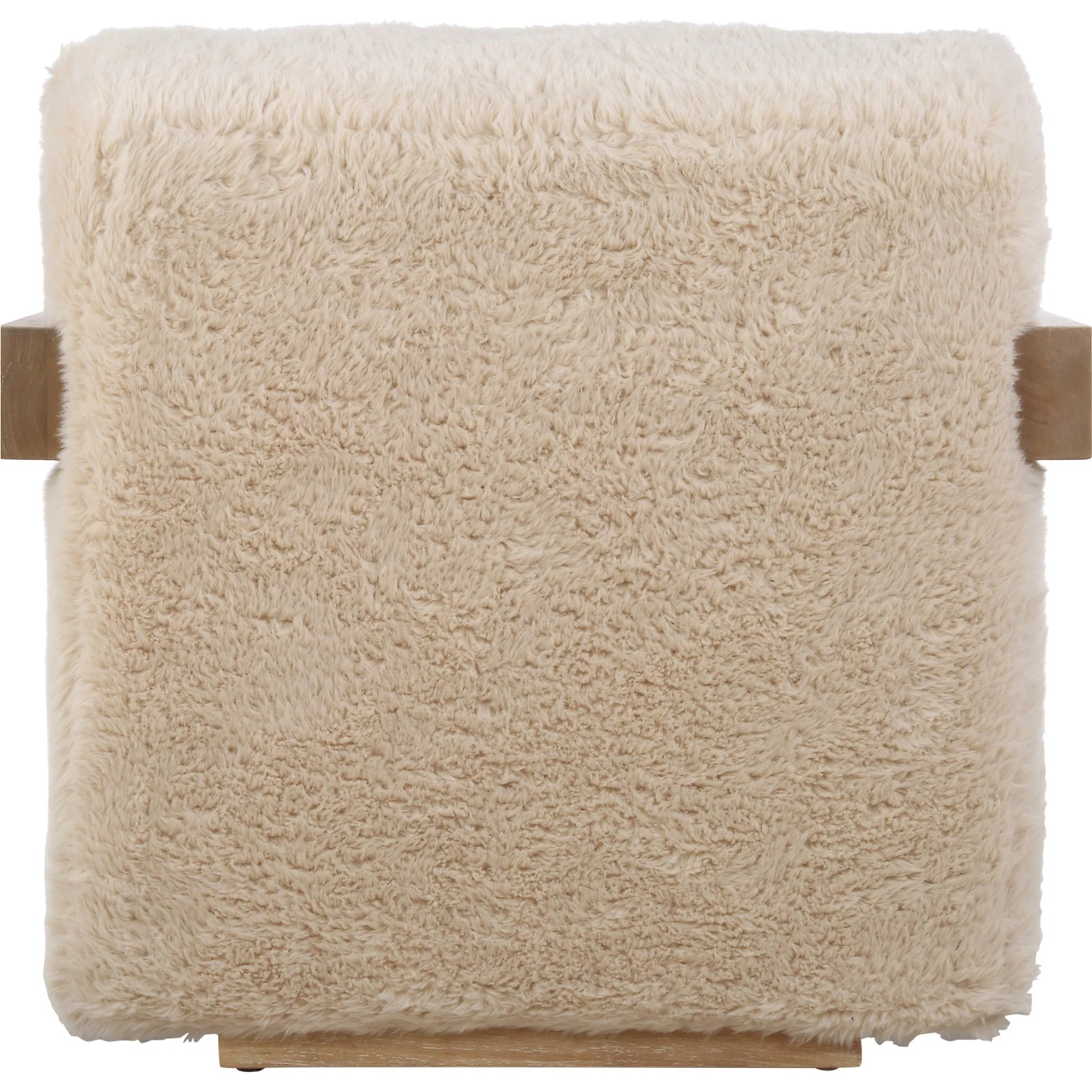 Jackson Sheepskin Accent Chair by Uttermost in oak. Made from plywood, rubber wood, foam, fabric in a transitional style.