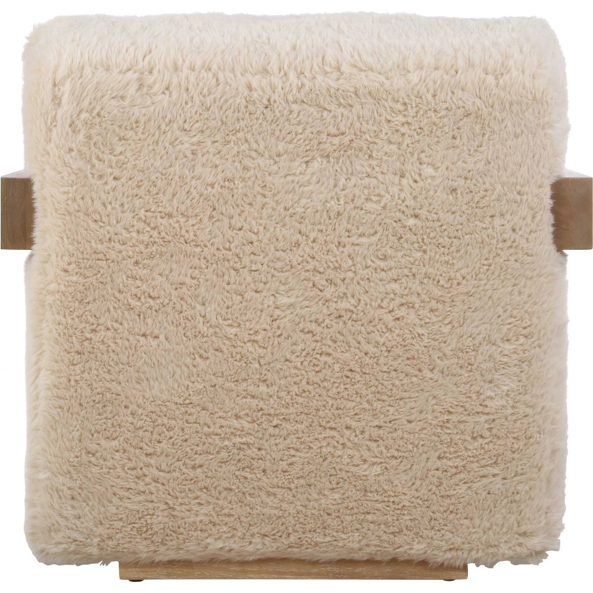 Jackson Sheepskin Accent Chair by Uttermost in oak. Made from plywood, rubber wood, foam, fabric in a transitional style.