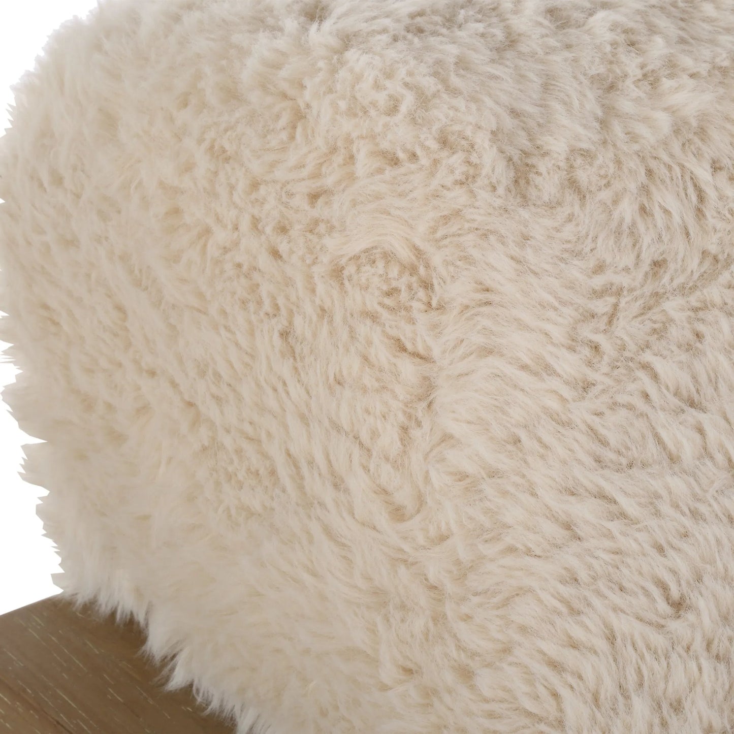 002 SI-2262245 | Closeup | Jackson Sheepskin Accent Chair by Uttermost in oak. Made from plywood, rubber wood, foam, fabric in a transitional style.