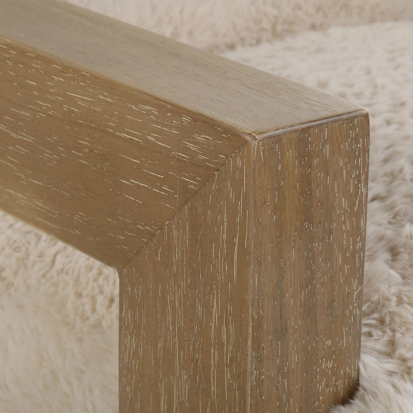 003 SI-2262245 | Closeup | Jackson Sheepskin Accent Chair by Uttermost in oak. Made from plywood, rubber wood, foam, fabric in a transitional style.