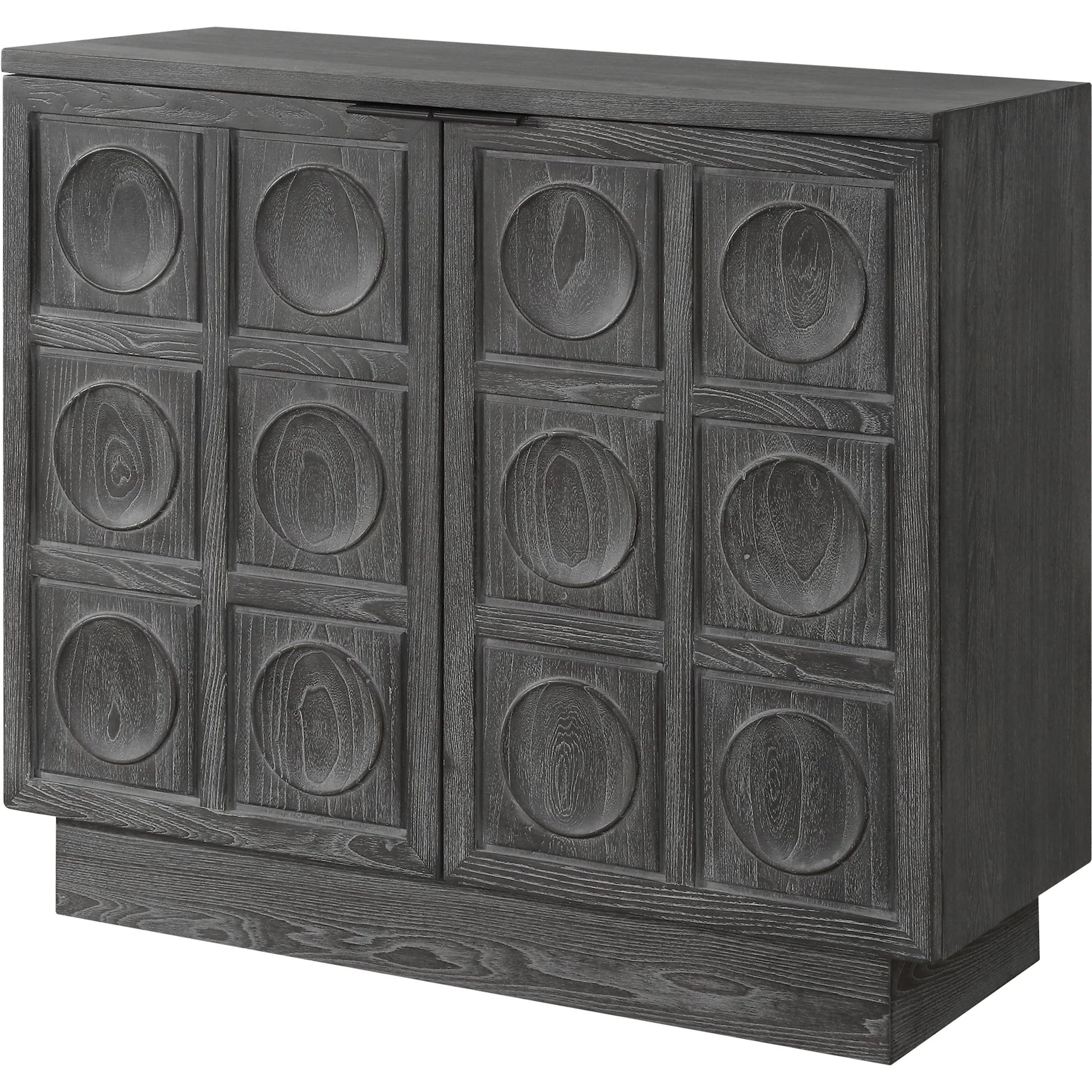 Shelby 2 Door Ebony Stained Cabinet by Uttermost in iron. Made from elm, plywood, elm veneer in a traditional style.