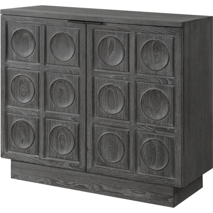 Shelby 2 Door Ebony Stained Cabinet by Uttermost in iron. Made from elm, plywood, elm veneer in a traditional style.