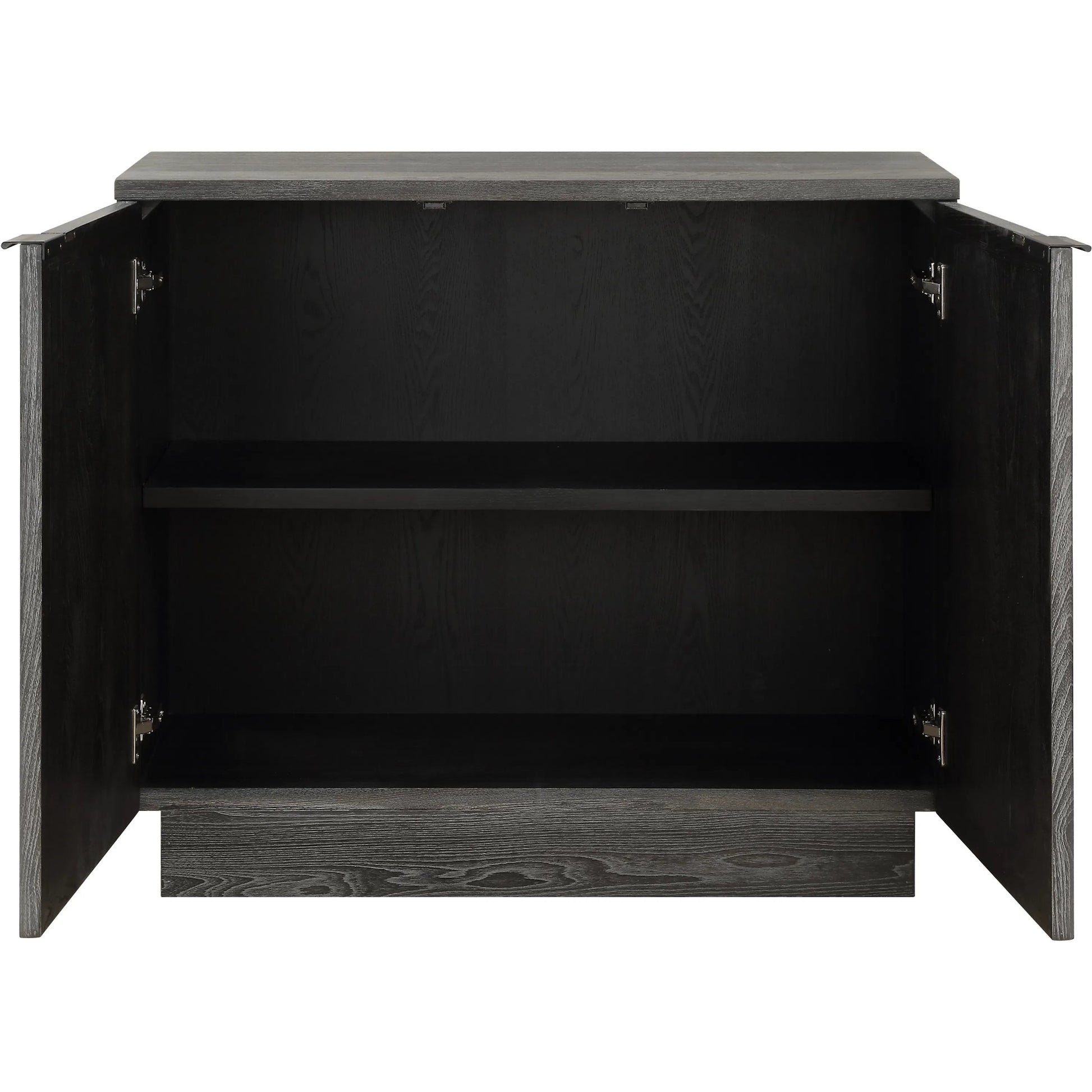 Shelby 2 Door Ebony Stained Cabinet by Uttermost in iron. Made from elm, plywood, elm veneer in a traditional style.