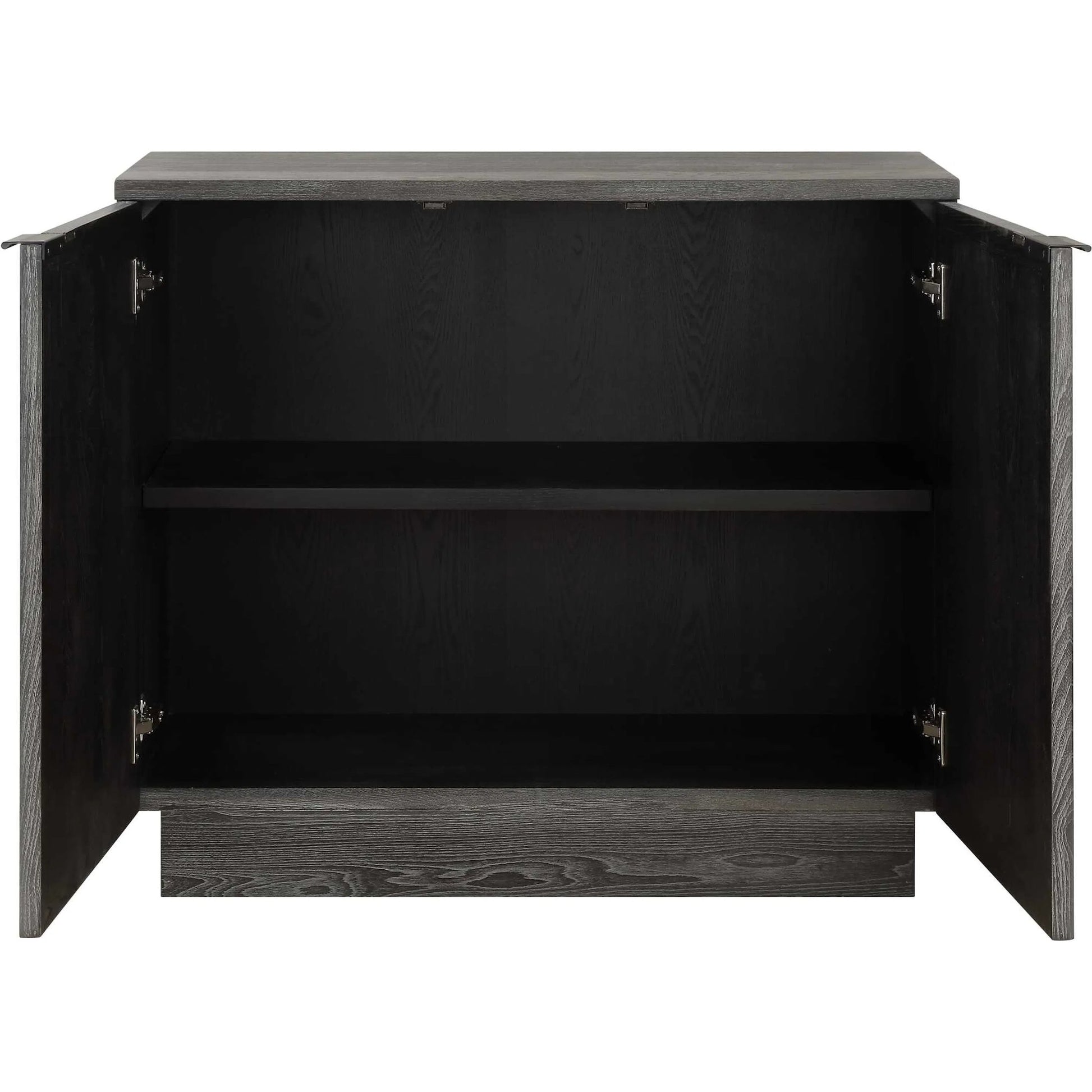 Shelby 2 Door Ebony Stained Cabinet by Uttermost in iron. Made from elm, plywood, elm veneer in a traditional style.