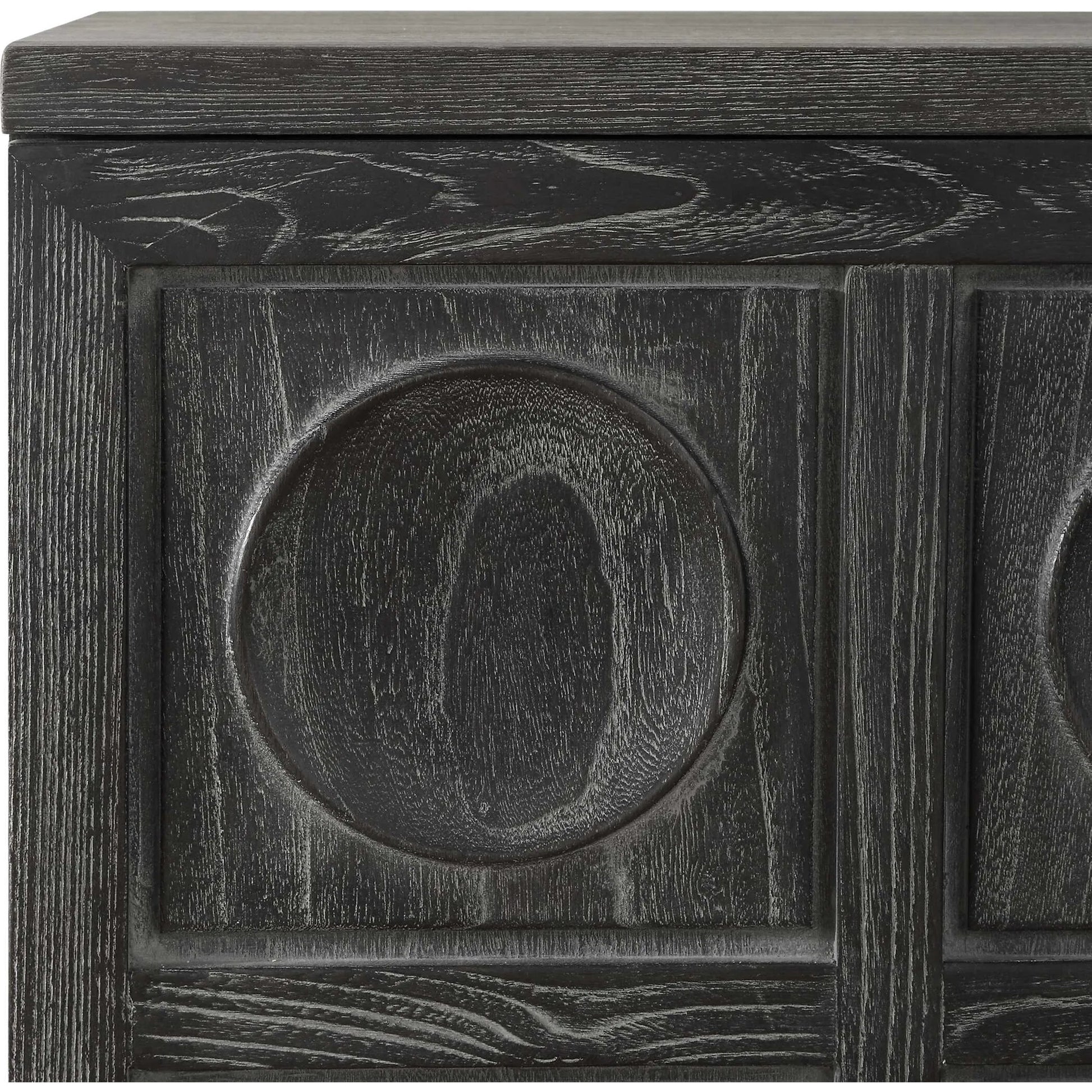 Shelby 2 Door Ebony Stained Cabinet by Uttermost in iron. Made from elm, plywood, elm veneer in a traditional style.