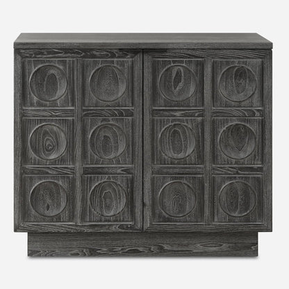 Shelby 2 Door Ebony Stained Cabinet by Uttermost in iron. Made from elm, plywood, elm veneer in a traditional style.