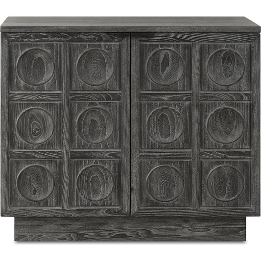 Shelby 2 Door Ebony Stained Cabinet by Uttermost in iron. Made from elm, plywood, elm veneer in a traditional style.