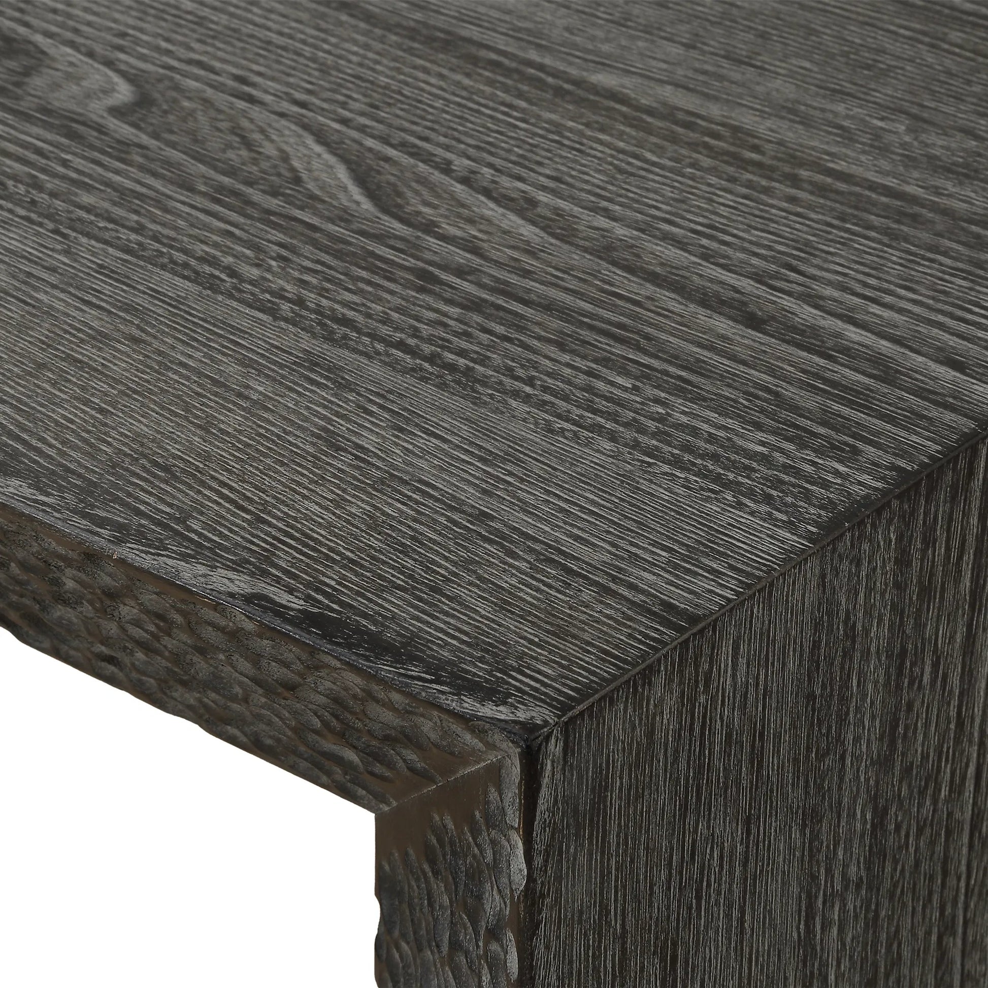 Thoreau Ebony Console Table by Uttermost in ebony. Made from elm wood, elm veneer, plywood in a modern style.