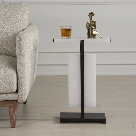 Elements Bubble Glass Accent Table by Uttermost in bronze. Made from metal, bubble glass in a unique style.