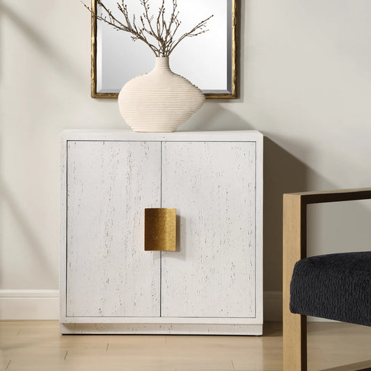 Emma 2 Door Cabinet by Uttermost in gold. Made from mdf, resin, iron in a unique style.