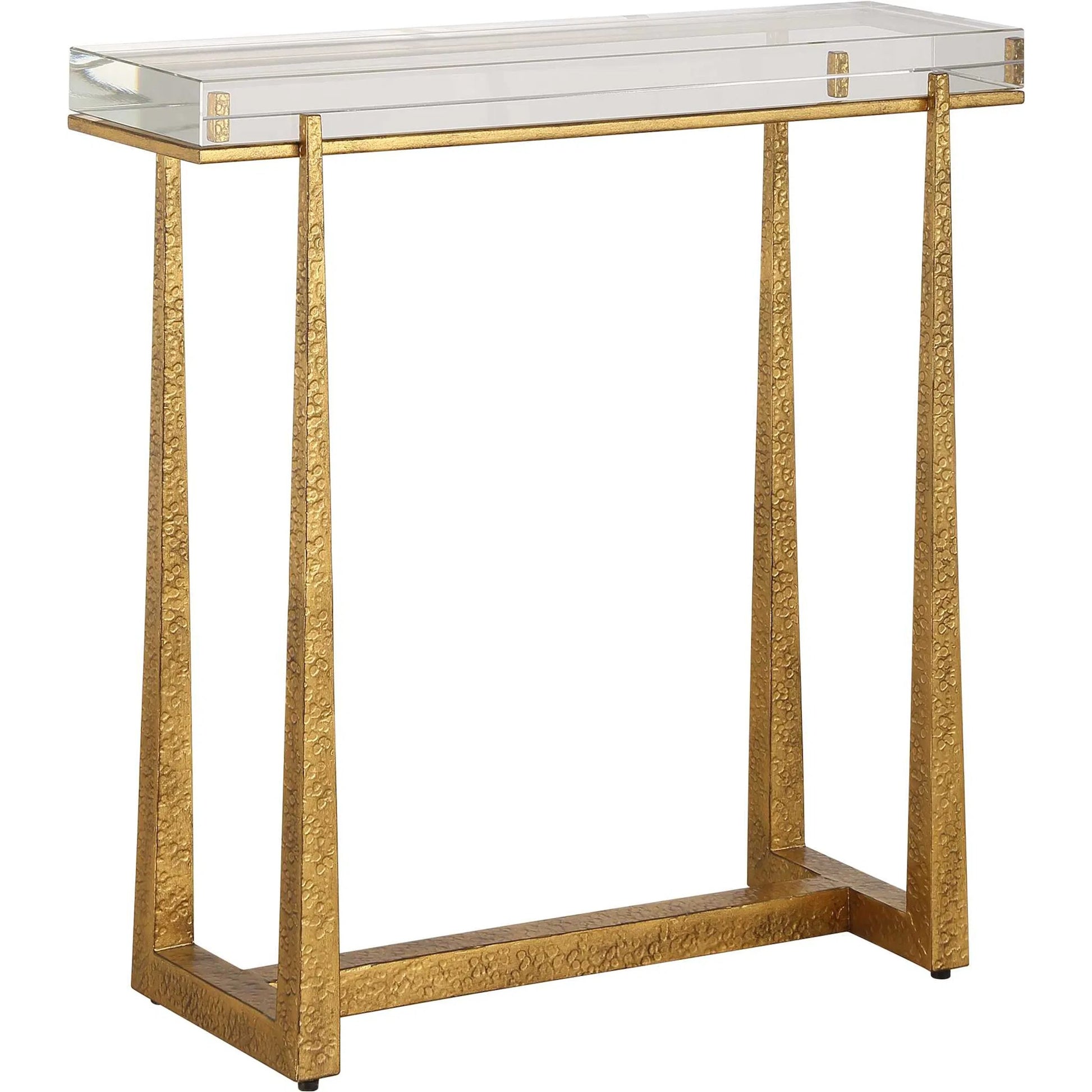 Midas Thick Accent Table by Uttermost in gold. Made from crystal, metal in a unique style.