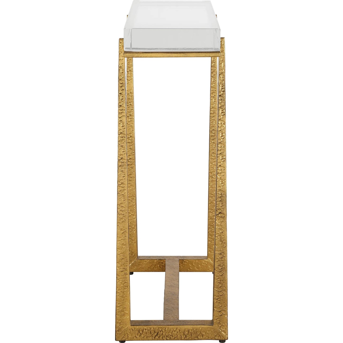006 SI-2262336 | Unknown | Midas Thick Accent Table by Uttermost in gold. Made from crystal, metal in a unique style.
