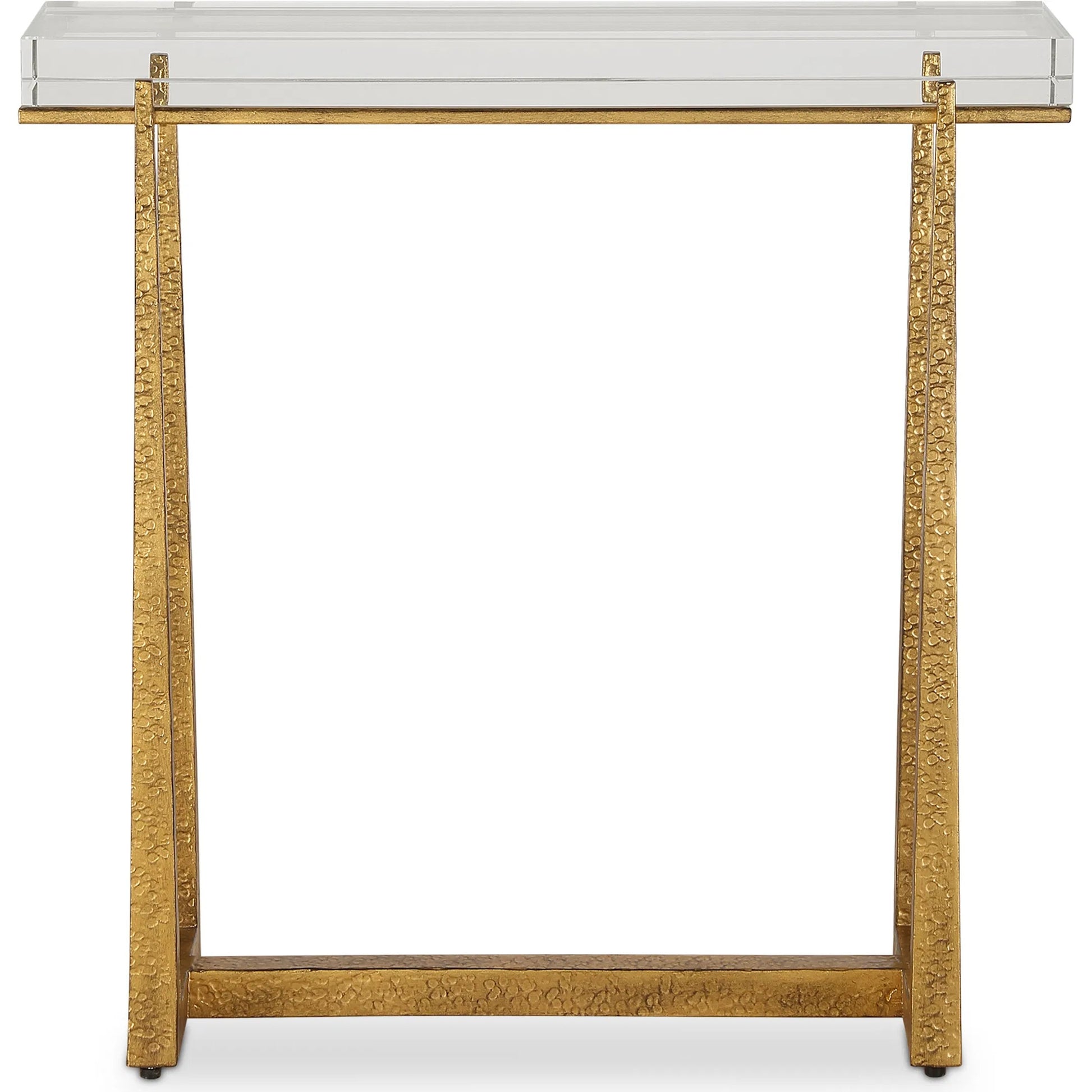 Midas Thick Accent Table by Uttermost in gold. Made from crystal, metal in a unique style.
