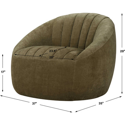 Narrows Moss Swivel Chair by Uttermost in green. Made from fabric, foam, plywood, wood in a eclectic & global style.